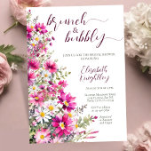 Brunch & Bubbly Helder Roze Bloemen Vrijgezellenfe Kaart