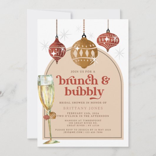 Brunch & Bubbly Kerst-feest Bruiloft Dameskrans-fe Kaart (Voorkant)