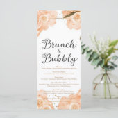 Brunch & Bubbly Menu Card – Perzik Waterverf (Staand voorkant)