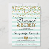 Brunch Bubbly Mint Groen Goud Vrijgezellenfeest St Kaart (Voorkant)