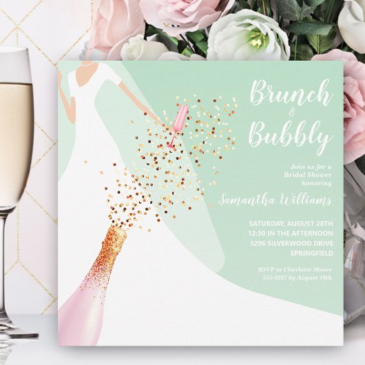 Brunch Bubbly Mint Vrijgezellenfeest Kaart