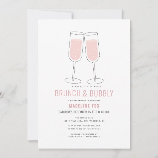 Brunch & Bubbly Modern Champagne Vrijgezellenfeest Kaart (Voorkant)
