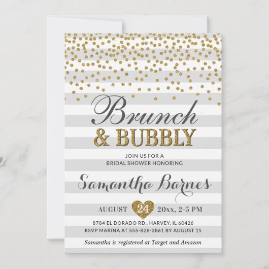 Brunch Bubbly Neutral Grey Chic Vrijgezellenfeest Kaart (Voorkant)