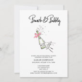 Brunch & Bubbly Pink Bow Champagne Vrijgezellenfee Kaart (Voorkant)