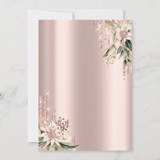 Brunch & Bubbly Pink Flowers Drips Vrijgezellenfee Kaart (Achterkant)