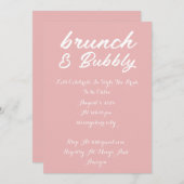 BRUNCH & BUBBLY PINKBRIDAL DOUCHE UITNODIGING ROZE (Voorkant / Achterkant)