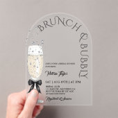 Brunch & Bubbly Prosecco Bow Vrijgezellenfeest Acryl Uitnodigingen (Insitu (Draagbaar))