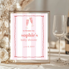 Brunch & Bubbly Red en Pink Wavy Welkom Teken Poster