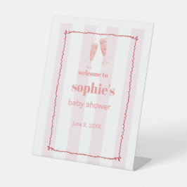 Brunch & Bubbly Red en Pink Wavy Welkom Teken Reclamebord Met Voetstuk