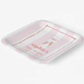 Brunch & Bubbly Red en Roze Retro Wavy Papieren Bordje (Gebogen)