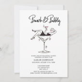 Brunch & Bubbly Retro Roze Champagne Vrijgezellenf Kaart (Voorkant)