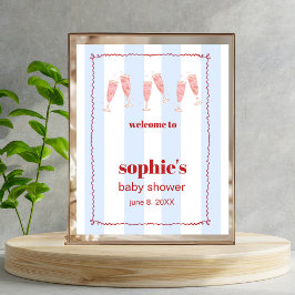 Brunch & Bubbly Rood en Blauw Wavy Welkomstbord Poster