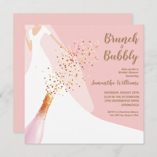 Brunch Bubbly Roos Quartz Bridal Shower Invitation