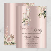 Brunch & Bubbly Roze Bloemen Drips Bruidsfeest Kaart (Voorkant / Achterkant)
