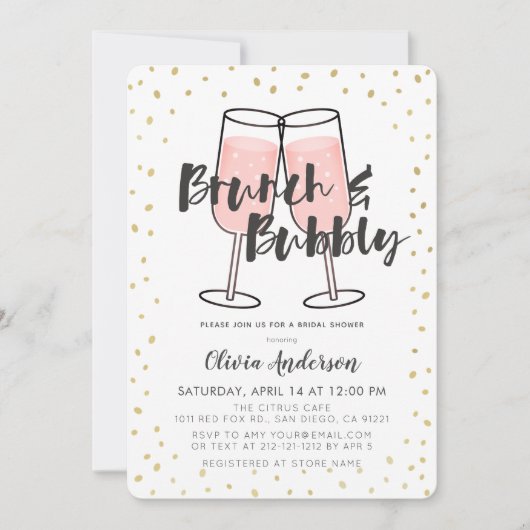 Brunch & Bubbly Roze Champagne Vrijgezellenfeest Kaart (Voorkant)