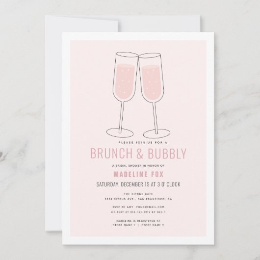 Brunch & Bubbly Roze Champagne Vrijgezellenfeest Kaart (Voorkant)