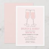 Brunch & Bubbly Roze Champagne Vrijgezellenfeest Kaart (Voorkant / Achterkant)