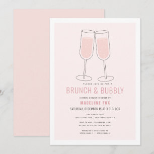Brunch & Bubbly Roze Champagne Vrijgezellenfeest Kaart