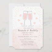 Brunch & Bubbly Roze Gouden Champagne Vrijgezellen Kaart (Voorkant)