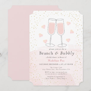 Brunch & Bubbly Roze Gouden Champagne Vrijgezellen Kaart