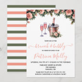 Brunch & Bubbly, Roze & Groene Rozen, Vrijgezellen Kaart (Voorkant / Achterkant)