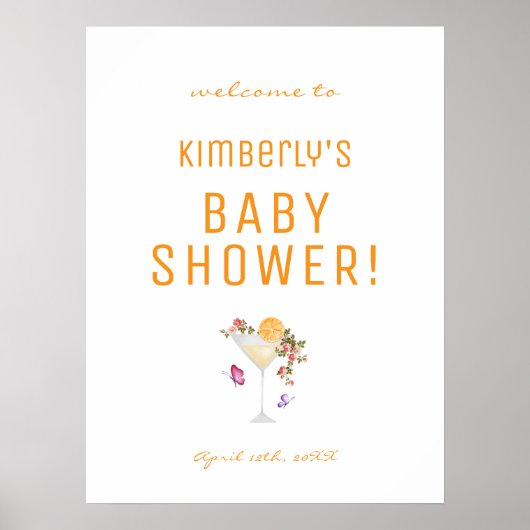 Brunch Bubbly Spring Champagne Baby shower Welkom Poster (Voorkant)