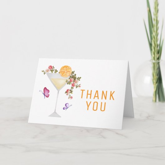 Brunch Bubbly Spring Floral Champagne Baby shower Bedankkaart (Voorkant)