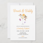 Brunch Bubbly Spring Floral Champagne Baby shower Kaart (Voorkant)