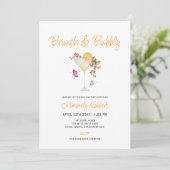 Brunch Bubbly Spring Floral Champagne Baby shower Kaart (Staand voorkant)