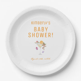 Brunch Bubbly Spring Floral Champagne Baby shower Papieren Bordje