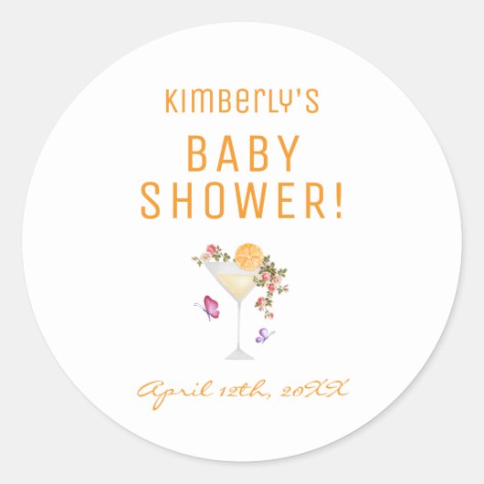 Brunch Bubbly Spring Floral Champagne Baby shower Ronde Sticker (Voorkant)