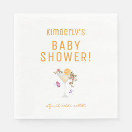 Brunch Bubbly Spring Floral Champagne Baby shower Servet