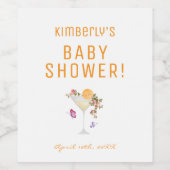 Brunch Bubbly Spring Floral Champagne Baby shower Wijn Etiket (Enkel label)