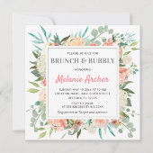 Brunch Bubbly Spring Peach Floral Vrijgezellenfees Kaart (Voorkant)