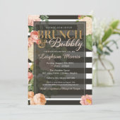 Brunch & Bubbly  Stripe Vrijgezellenfeest Kaart (Staand voorkant)