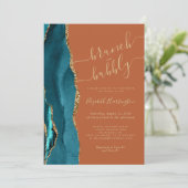 Brunch & Bubbly Teal Agate Roest-Bruiloftsuitnodig Kaart (Staand voorkant)