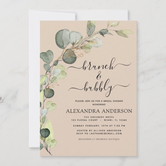 Brunch & Bubbly Terracotta Bruidsfeest  Kaart (Voorkant)