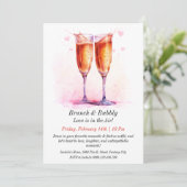 Brunch & Bubbly  Valentijn's Invite Kaart (Staand voorkant)