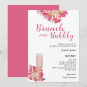 Brunch & Bubbly Vrijgezellenfeest Bloemen Roze Chi Kaart (Voorkant / Achterkant)
