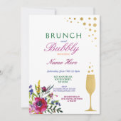 Brunch & Bubbly Vrijgezellenfeest Bloemen Uitnodig Kaart (Voorkant)