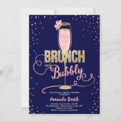 Brunch & Bubbly Vrijgezellenfeest Blush Gold Champ Kaart (Voorkant)