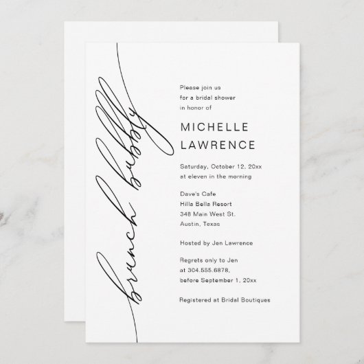 Brunch Bubbly, Vrijgezellenfeest feest viering Kaart (Voorkant / Achterkant)