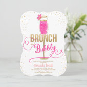 Brunch & Bubbly Vrijgezellenfeest Hot Pink Champag Kaart (Staand voorkant)