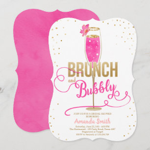 Brunch & Bubbly Vrijgezellenfeest Hot Pink Champag Kaart