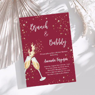 Brunch Bubbly Vrijgezellenfeest juicht bordeaux Kaart