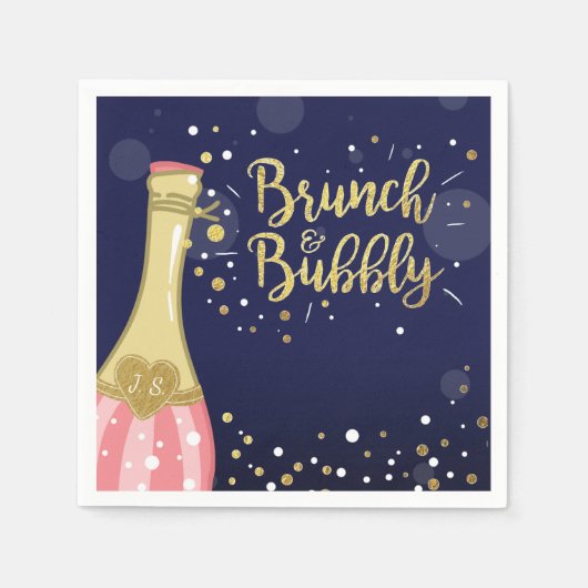 Brunch & Bubbly Vrijgezellenfeest Papier Napkin Go Servet (Voorkant)