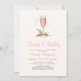 Brunch Bubbly Vrijgezellenfeest Peach Apricot Kaart