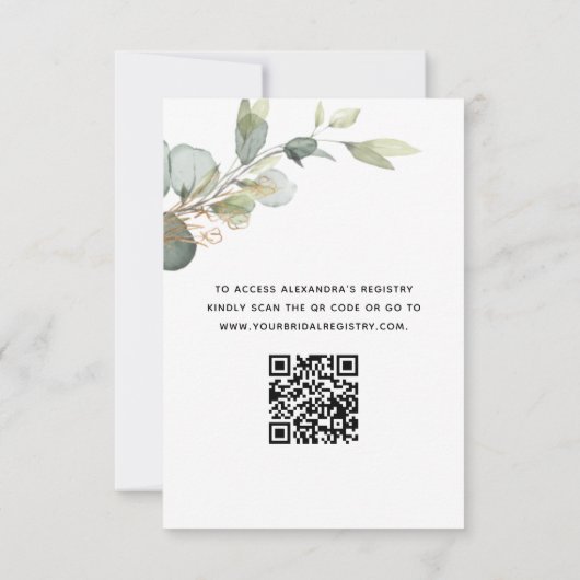 Brunch & Bubbly Vrijgezellenfeest QR-code Eucalypt Kaart (Achterkant)
