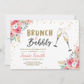 Brunch & Bubbly Vrijgezellenfeest Roze Gouden Cham Kaart (Voorkant)