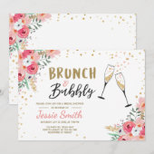 Brunch & Bubbly Vrijgezellenfeest Roze Gouden Cham Kaart (Voorkant / Achterkant)